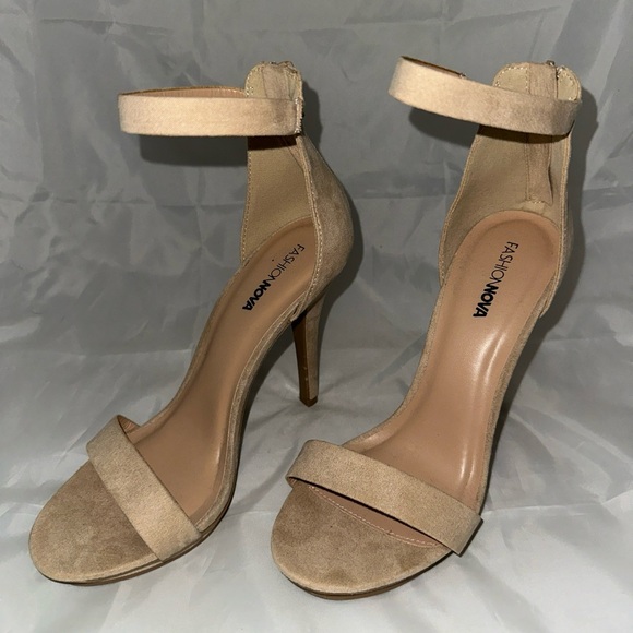 Fashion Nova Shoes - Fashion Nova Tan Ankle Strap Stilletto Heels Size 9